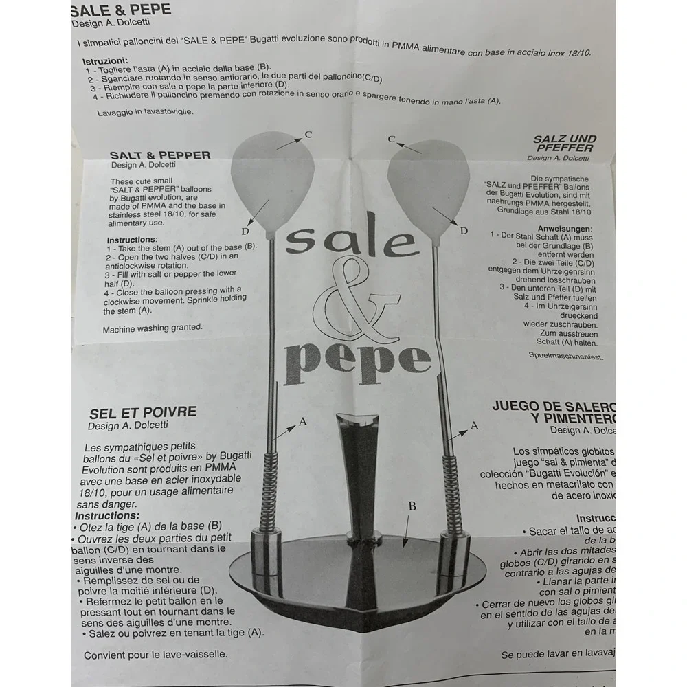 Bugatti Italy Sale & Pepe Salt Pepper Balloons A Dolcetti Modernist Memphis NOS